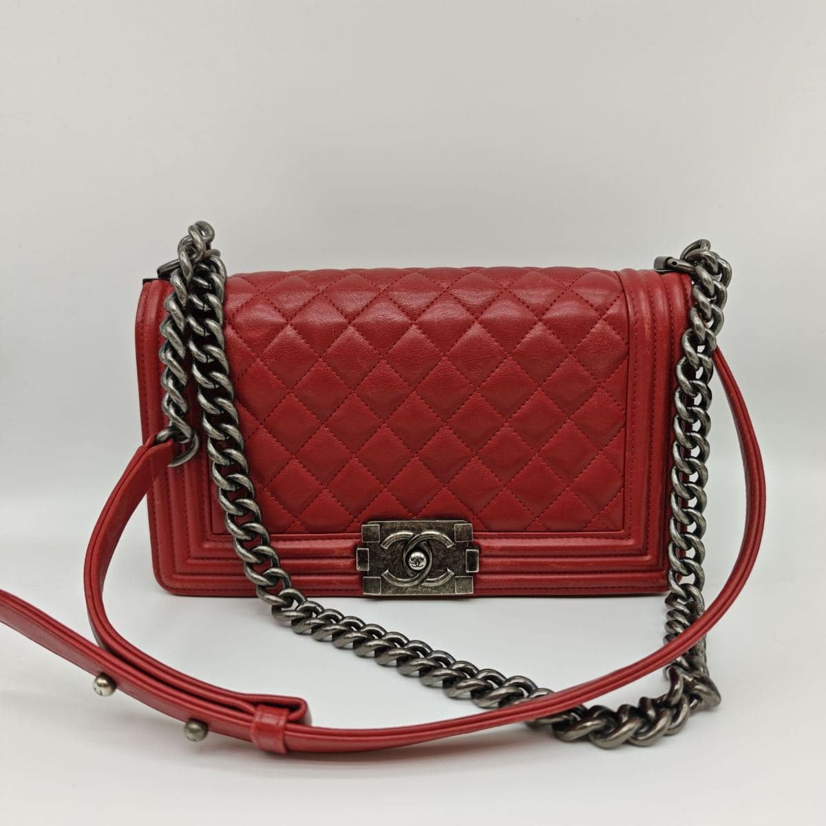 Chanel Boy Bag, Red, condition grade A