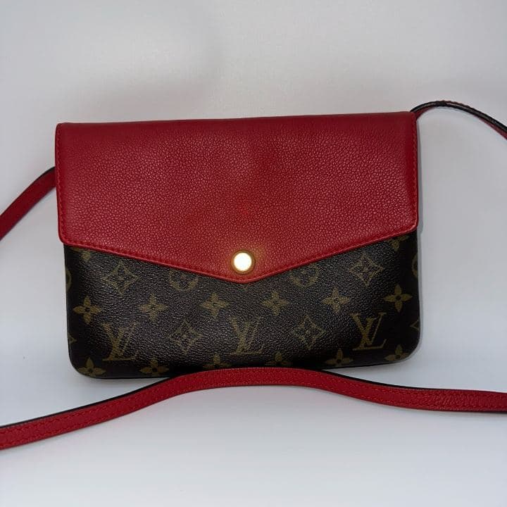 Louis Vuitton Monogram Envelope Bag, Brown / Red, condition grade A