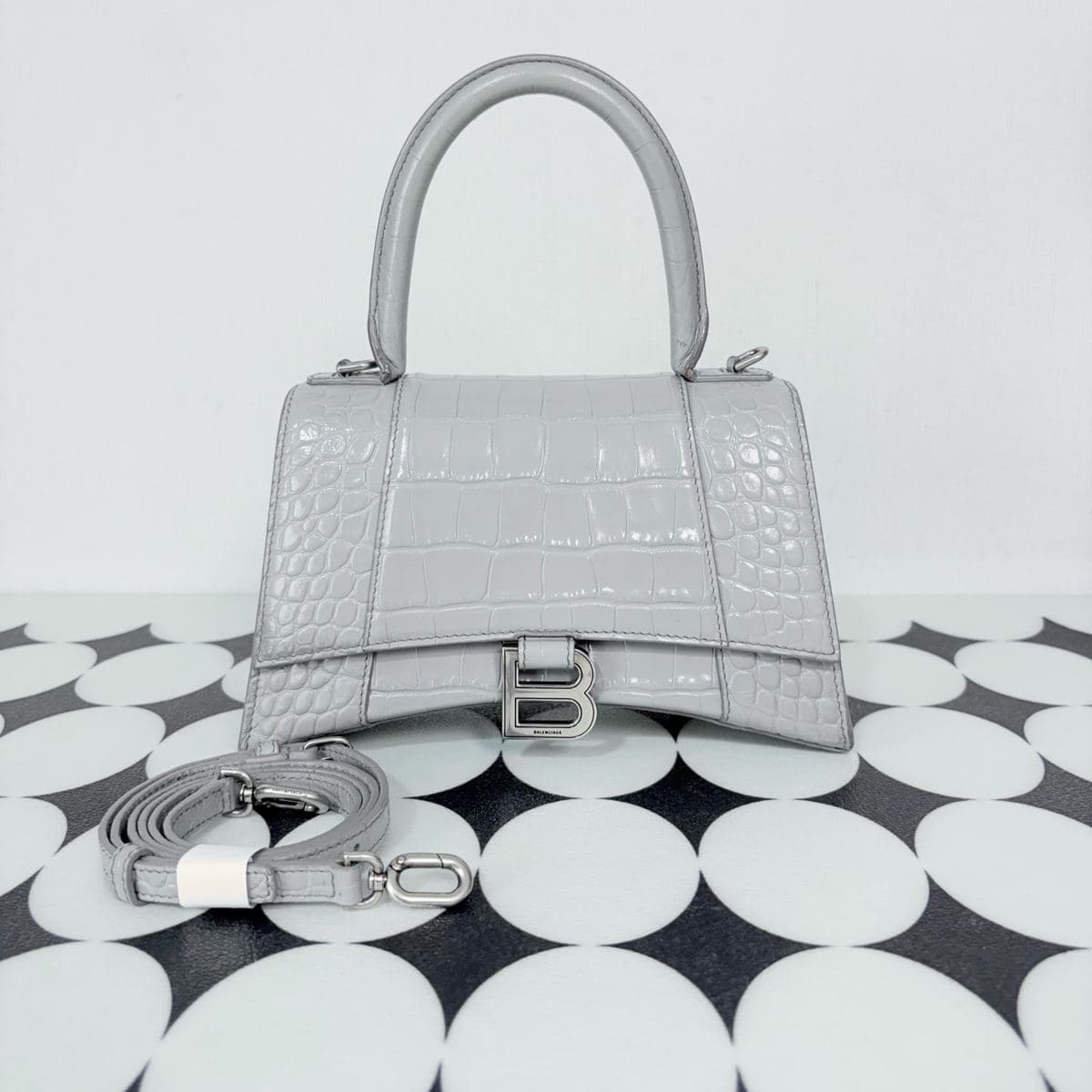 Balenciaga Hourglass Top Handle Bag, Cement grey, condition grade A