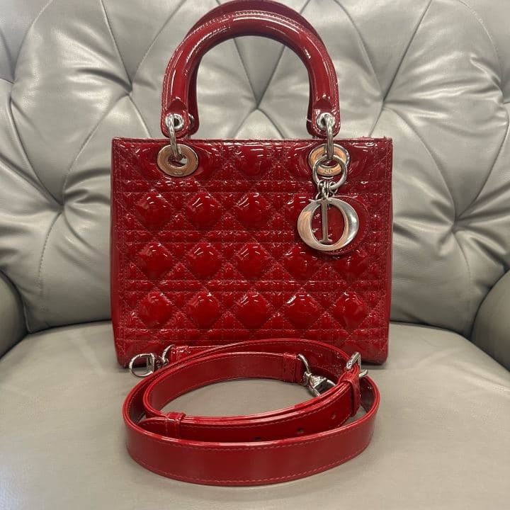 Dior Lady Dior Medium, Red, condition grade A