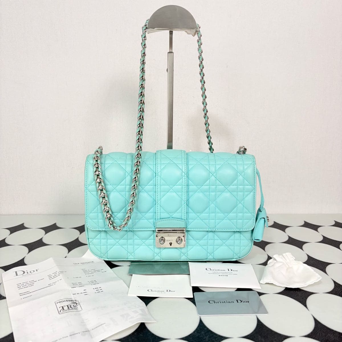 Dior Cannage Chain Shoulder Bag, Porcelain blue, condition grade A