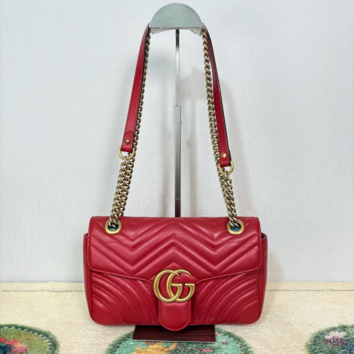 Gucci GG Marmont 26 Shoulder Bag, Red, condition grade A