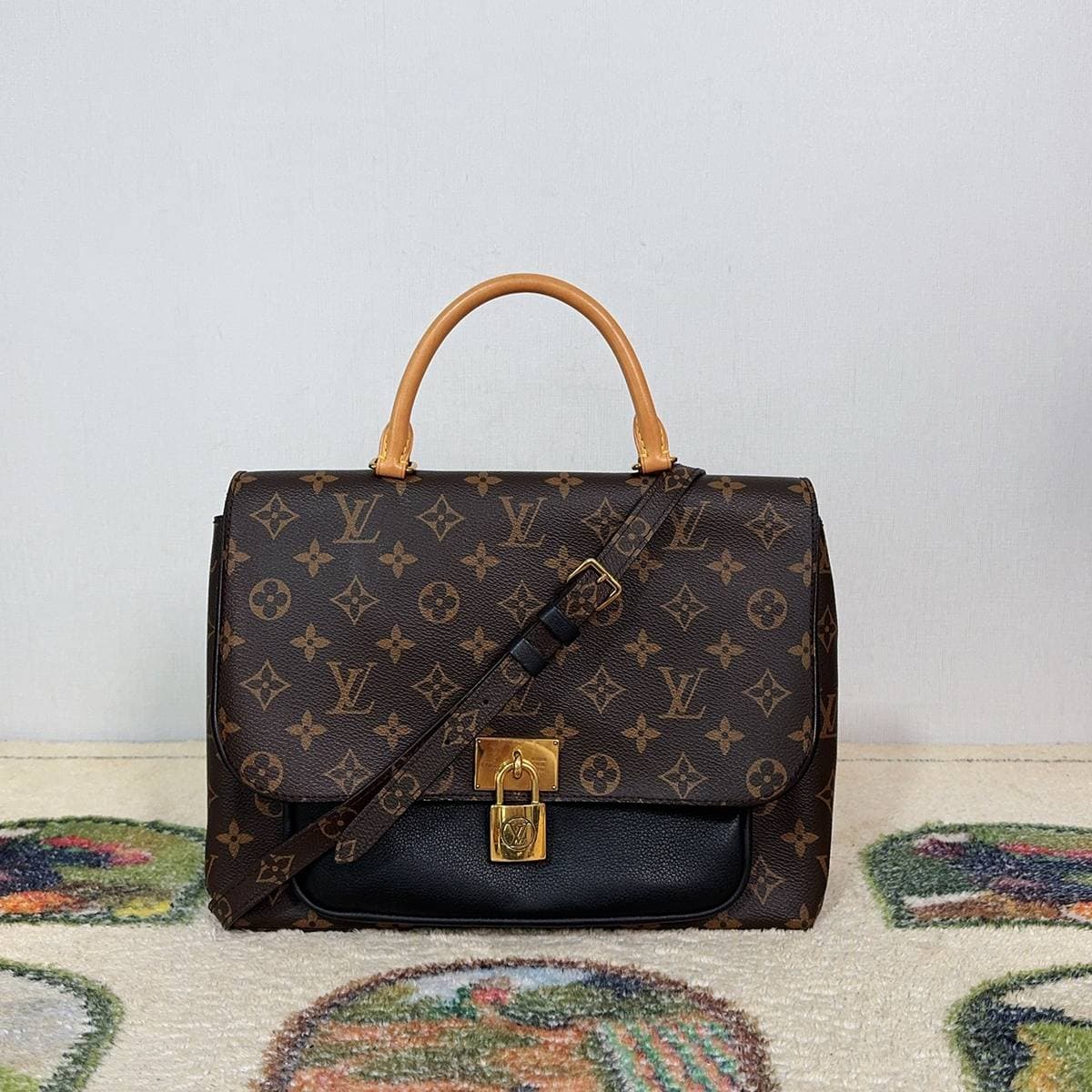 Louis Vuitton Black Lock Top Handle Bag, Black, condition grade A