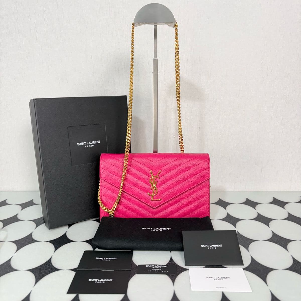 Saint Laurent Envelope Chain Bag, Fuchsia, condition grade A